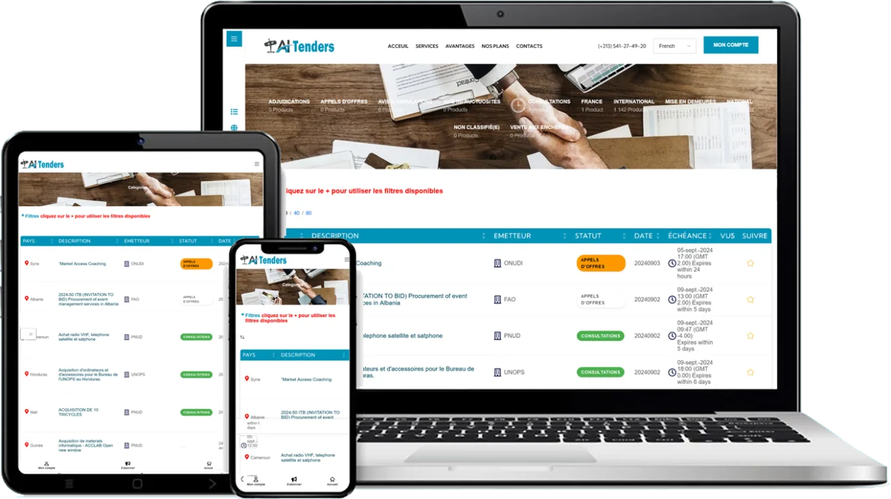 AI Tenders sur ordinateur, tablette et mobile